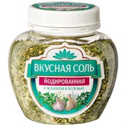 Соль Вкусная йод с чесноком и зеленью 400гр Банка 3104